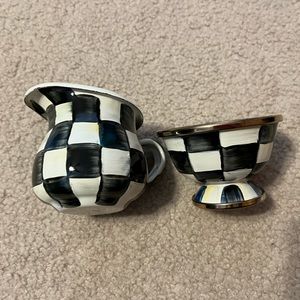 Mackenzie-Childs checkered little sugar bowl and little creamer